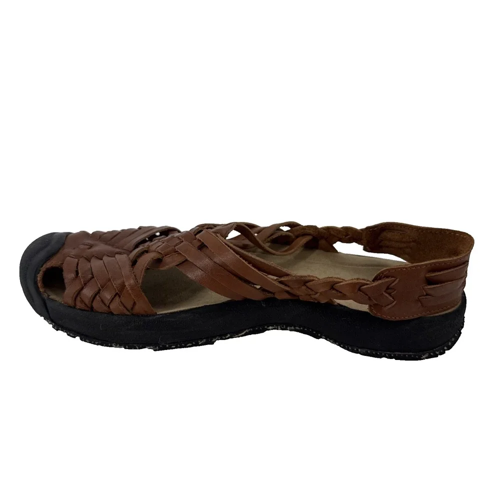 KEEN Fisherman Sandals Women 8 Brown Leather Woven Closed Toe Outdoor Comfort